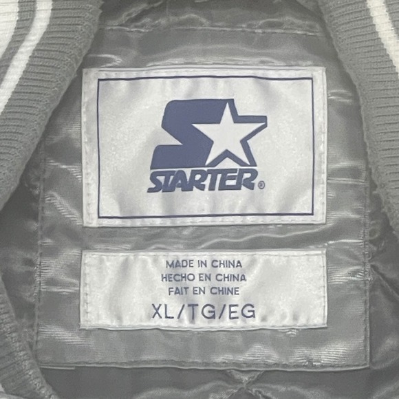 VTG Detroit Lions Starter Satin Bomber Jacket Mens XL Gray Blue NFL Football - Picture 4 of 8